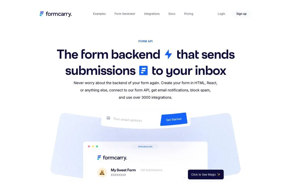 Formcarry homepage