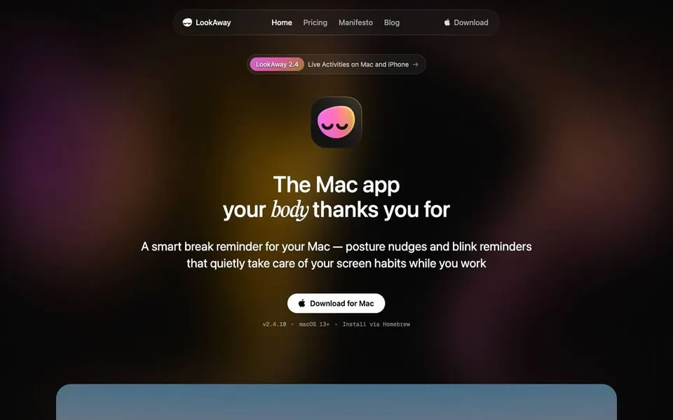 LookAway homepage