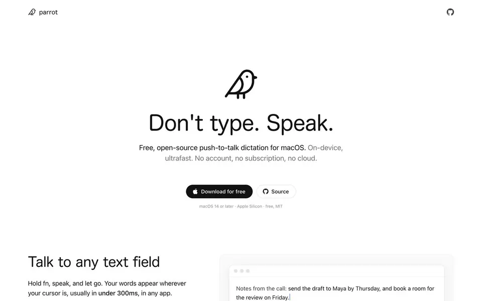 Parrot homepage