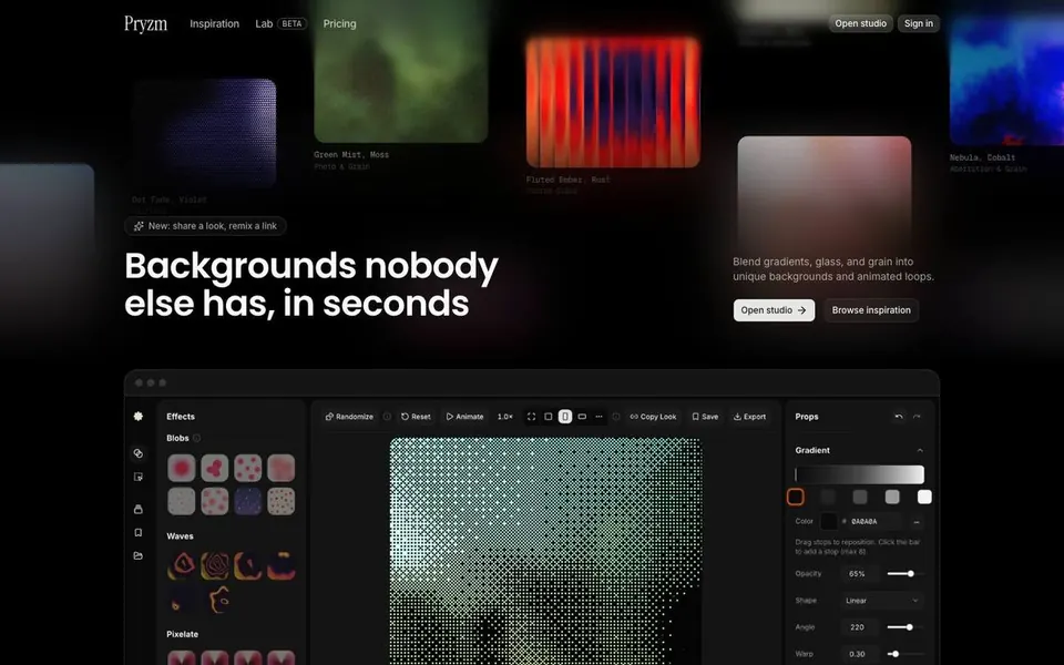 Pryzm homepage