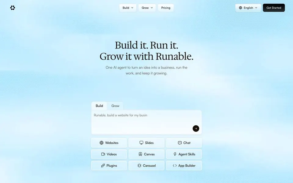 Runable homepage
