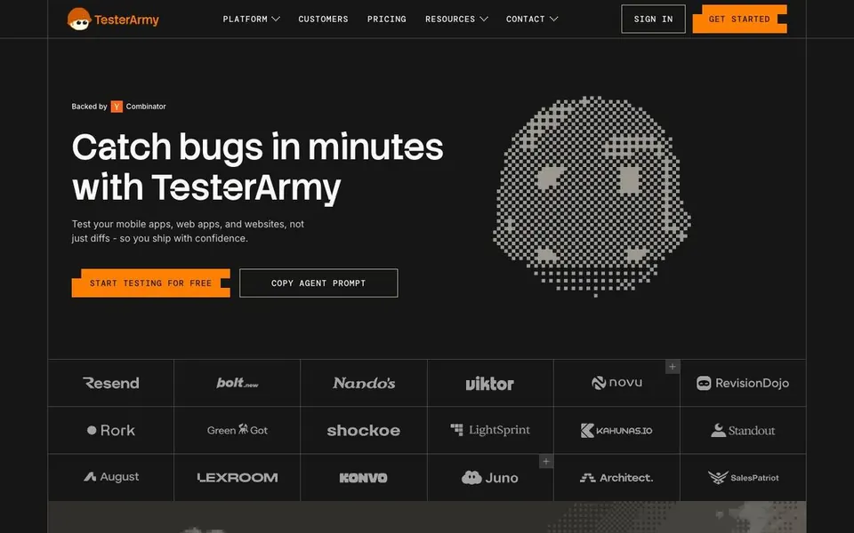 Tester Army homepage