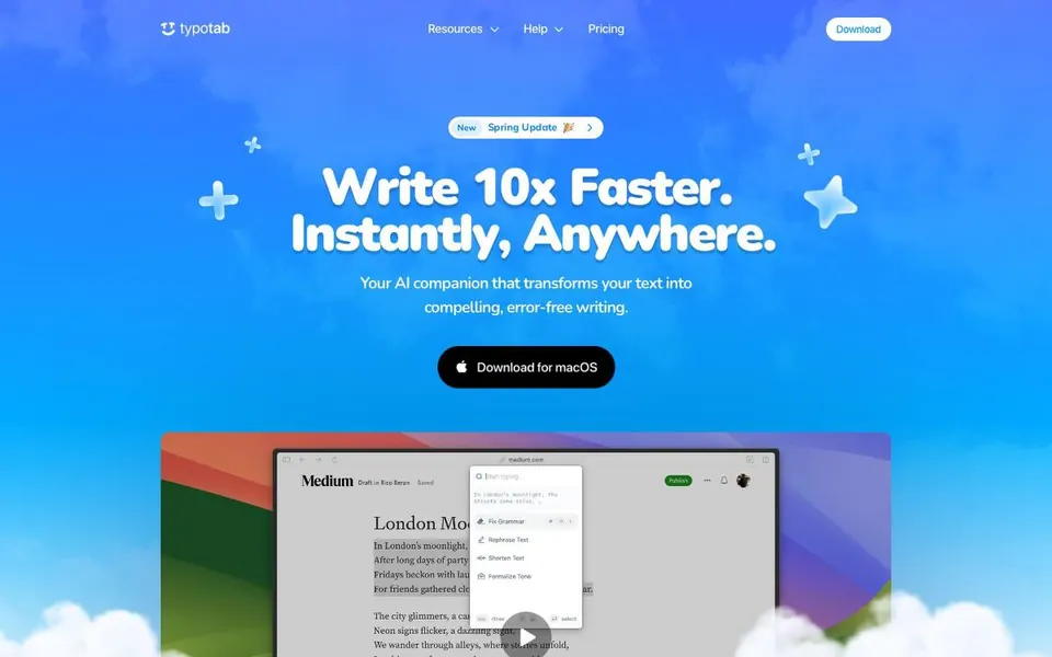 Typotab homepage